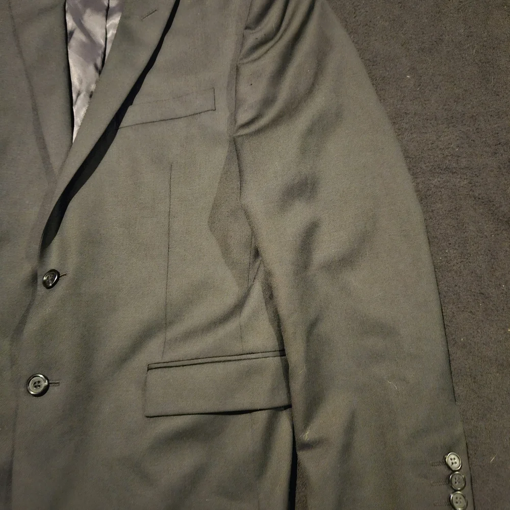 EGARA MENS BLACK SLIM FIT 100%‎ WOOL  SUIT JACKET SPORT COAT 42R